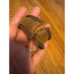 BEAUTIFUL Vintage Brown and Gold Beaded Bracelet